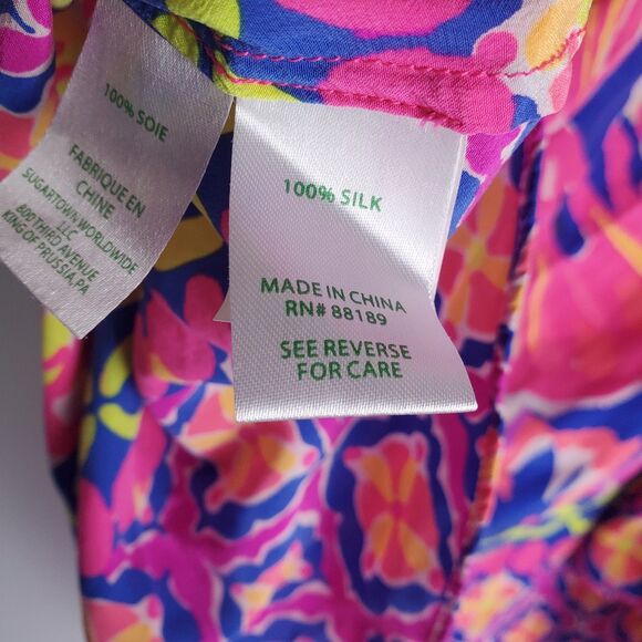 Lilly Pulitzer Sanilla Silk Printed Off-the-Shoulder Blouse Size Small - Picture 7 of 8